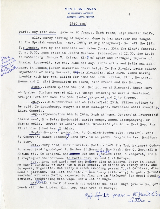 Katharine McLennan's Diary